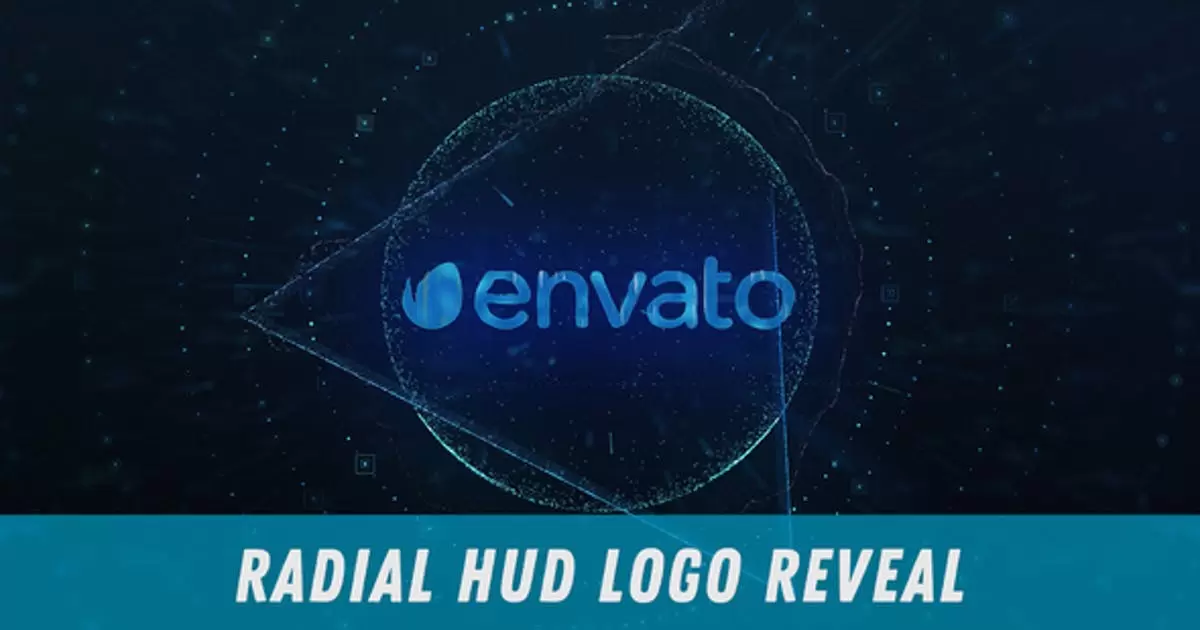 径向平视显示器高科技logo标志显示AE模版Radial HUD Logo Reveal
