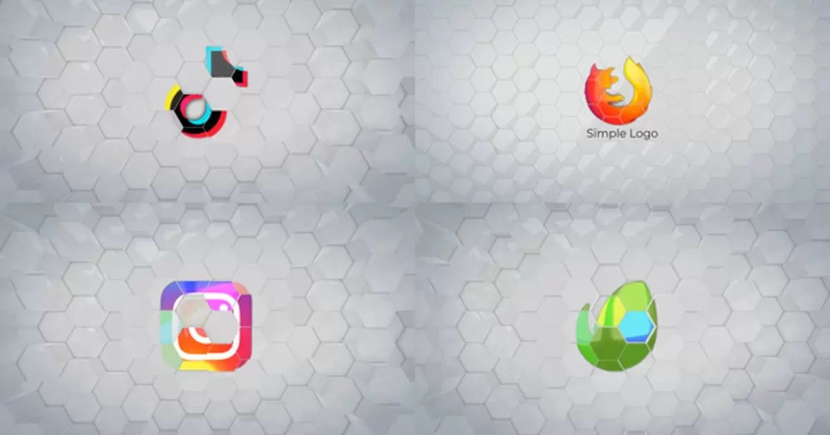 3D标志蜂窝网络科技AE模版3D Logo Opener