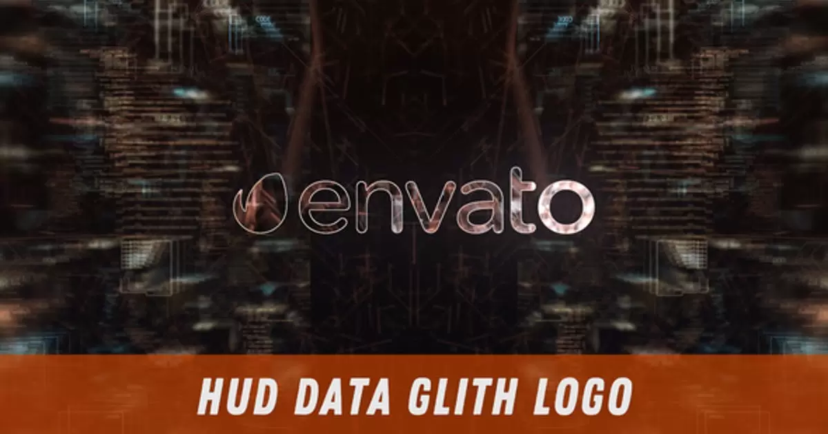平视显示器HUD高科技logo数据滑动标志AE模版HUD Data Glith Logo