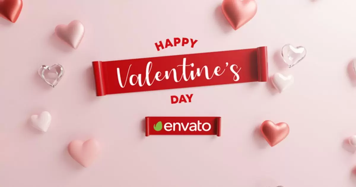 情人节快乐logo标志揭示3D AE模版Happy Valentine Logo Reveal 3D