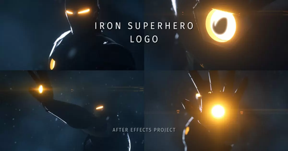 铁超级英雄电影logo标志AE模版Iron Superhero Logo