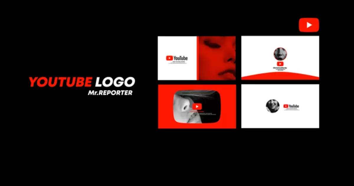 Youtube视频网站宣传logo标志AE模版Youtube Logo