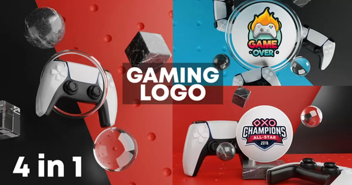 游戏手柄xbox标志显示3DAE模版Gaming  Logo Reveal 3D