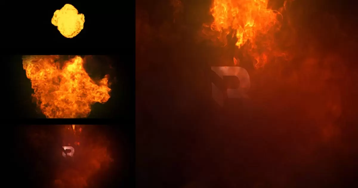 消防燃烧火焰logo标志揭示AE模版Fire Logo Reveal