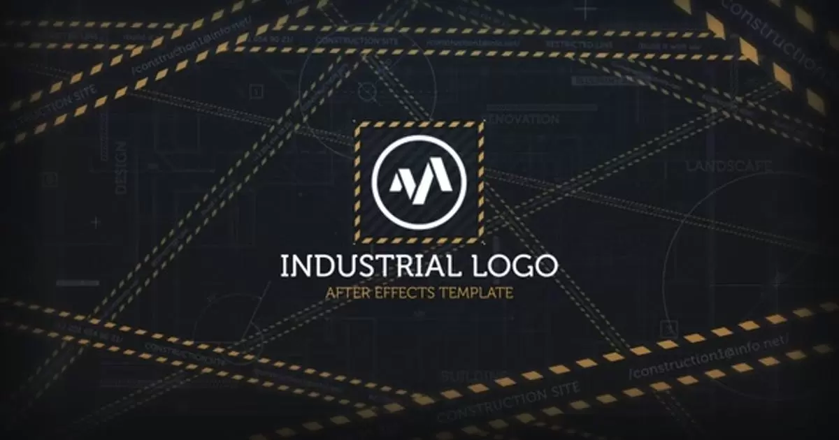 工业施工工地logo标志显露AE模版Industrial Logo Reveal