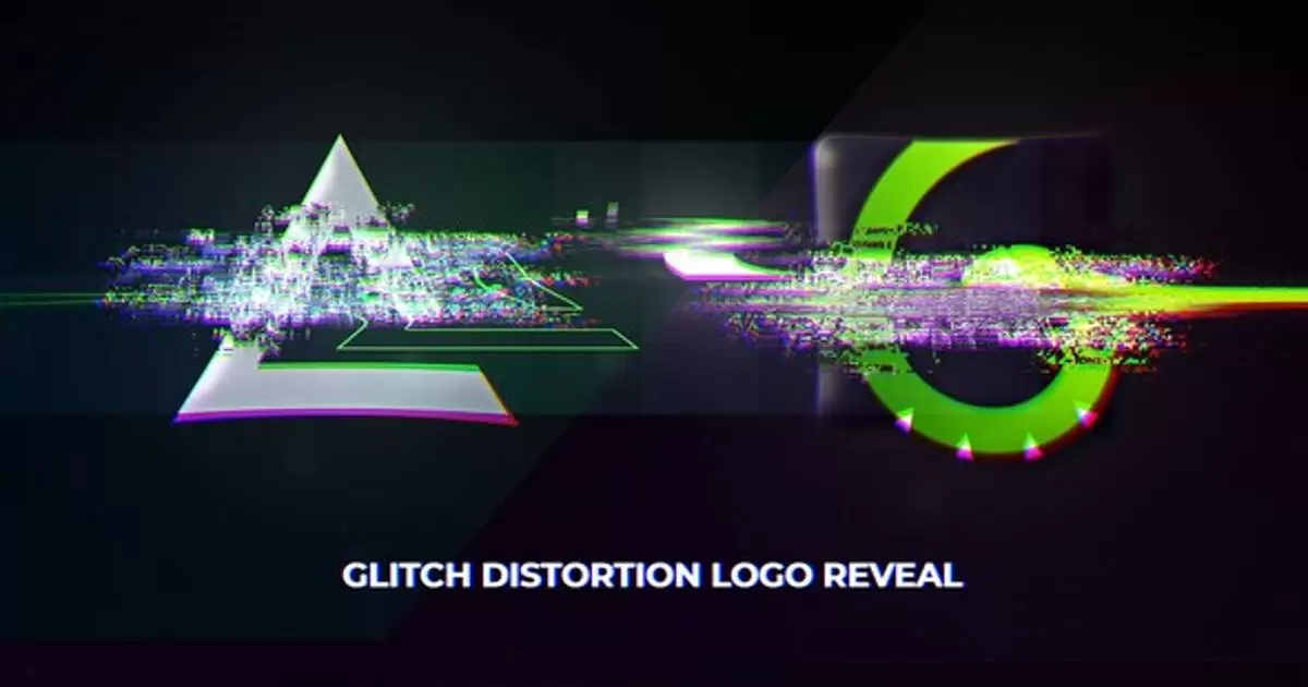 毛刺信号干扰金属标志揭示AE模版Glitch Distortion Logo Reveal