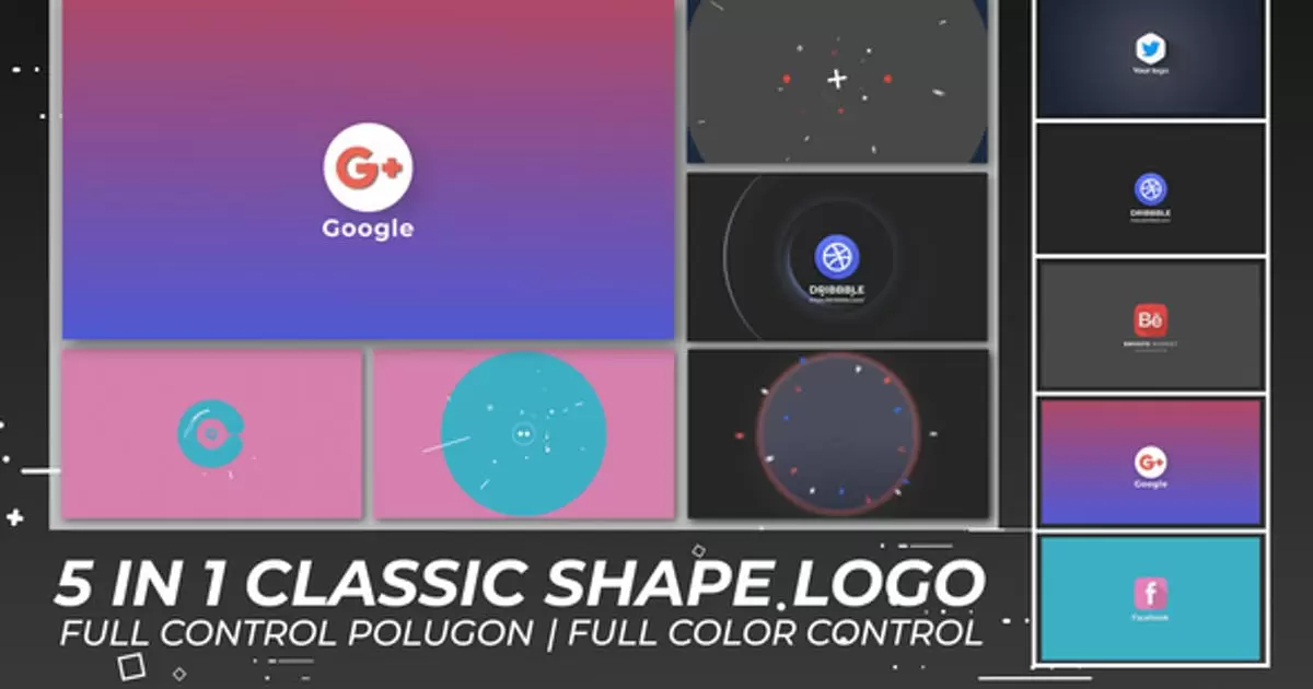 经典形状mg动画logo标志标志AE模版Classic Shape Logo