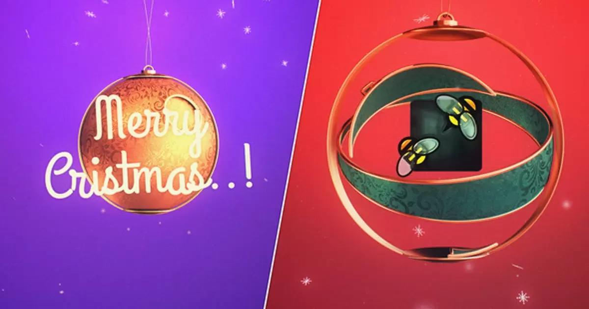 圣诞快乐球标志AE模版Merry Christmas Ball Logo