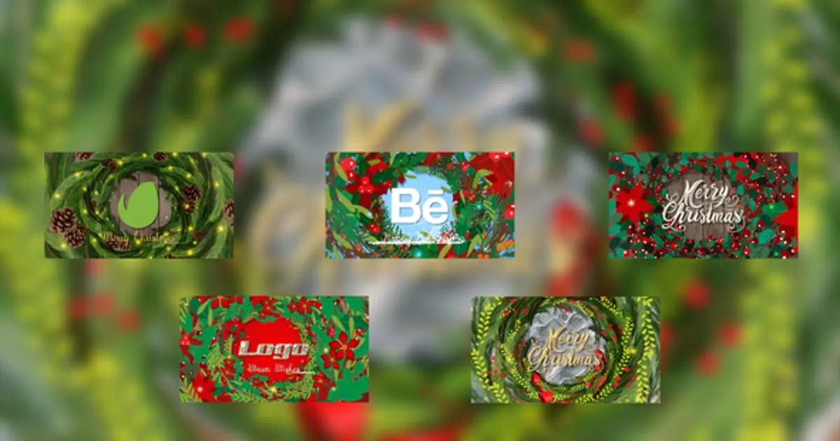 缩略图圣诞花圈花环揭晓AE模版Christmas Wreaths Reveal