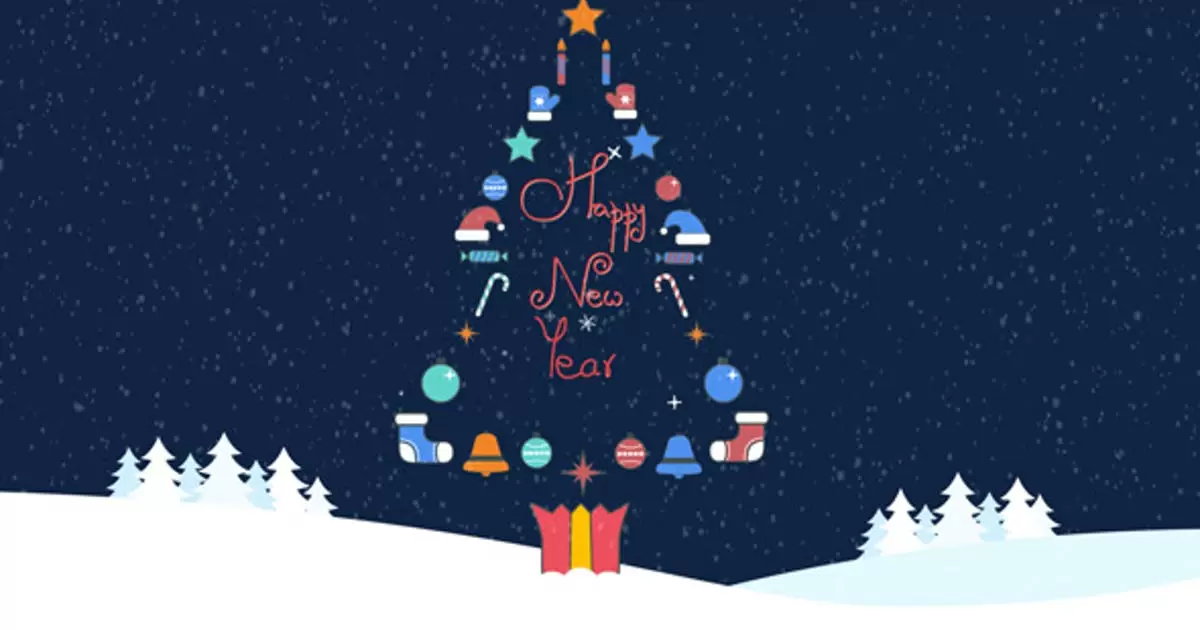 缩略图圣诞节日卡通树标志AE视频模版Christmas logo
