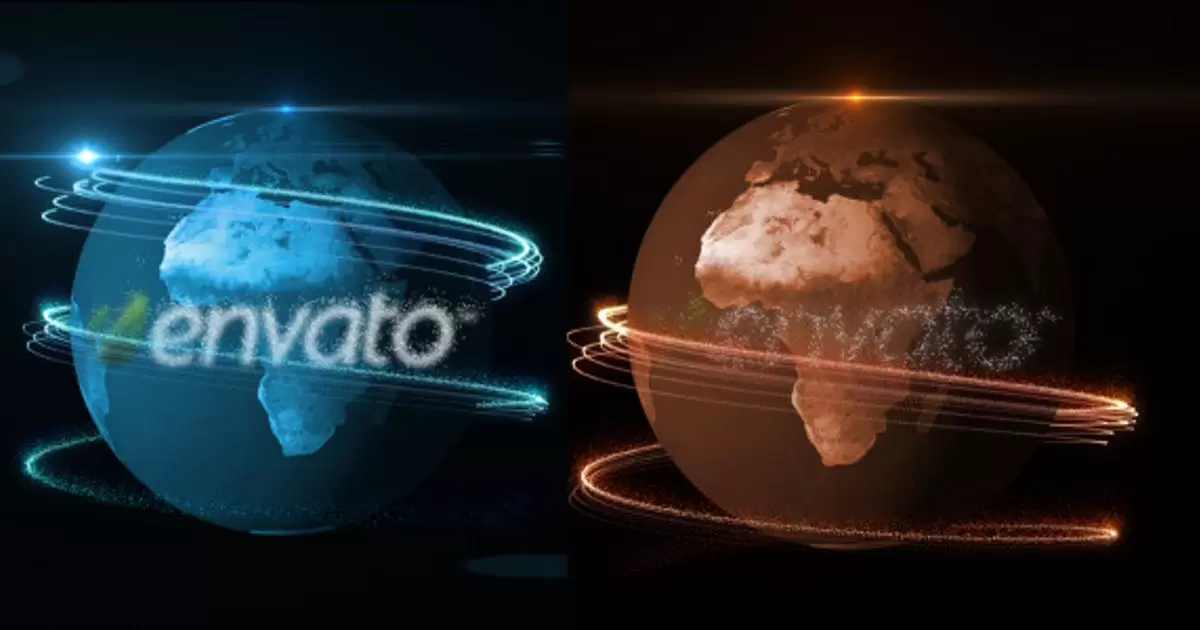 地球科技风环绕logo标志AE视频模版Logo_Earth
