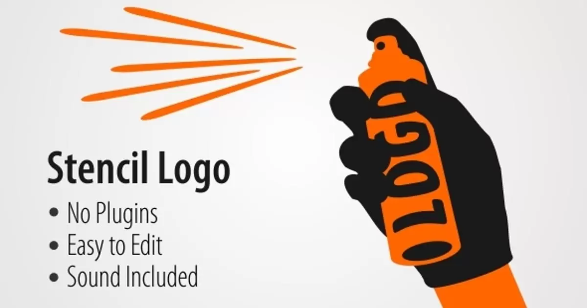 涂鸦喷漆logo标志AE视频模版Stencil Logo