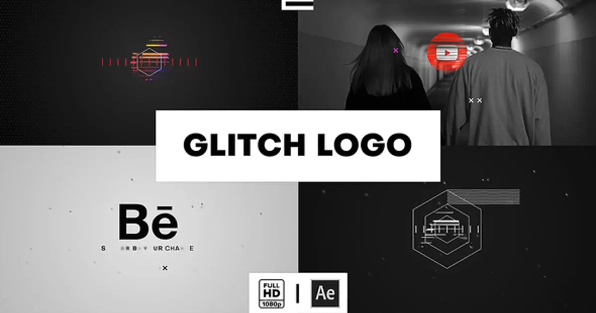缩略图快速毛刺logo标志AE视频模版Glitch Fast Logo