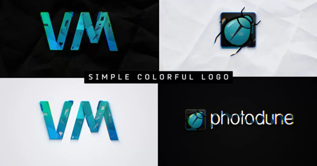 简单的彩色标志AE视频模版Simple Colorful Logo