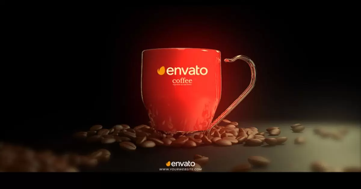 3D咖啡杯模型标志AE视频模版3D Coffee Cup Mockup Logo