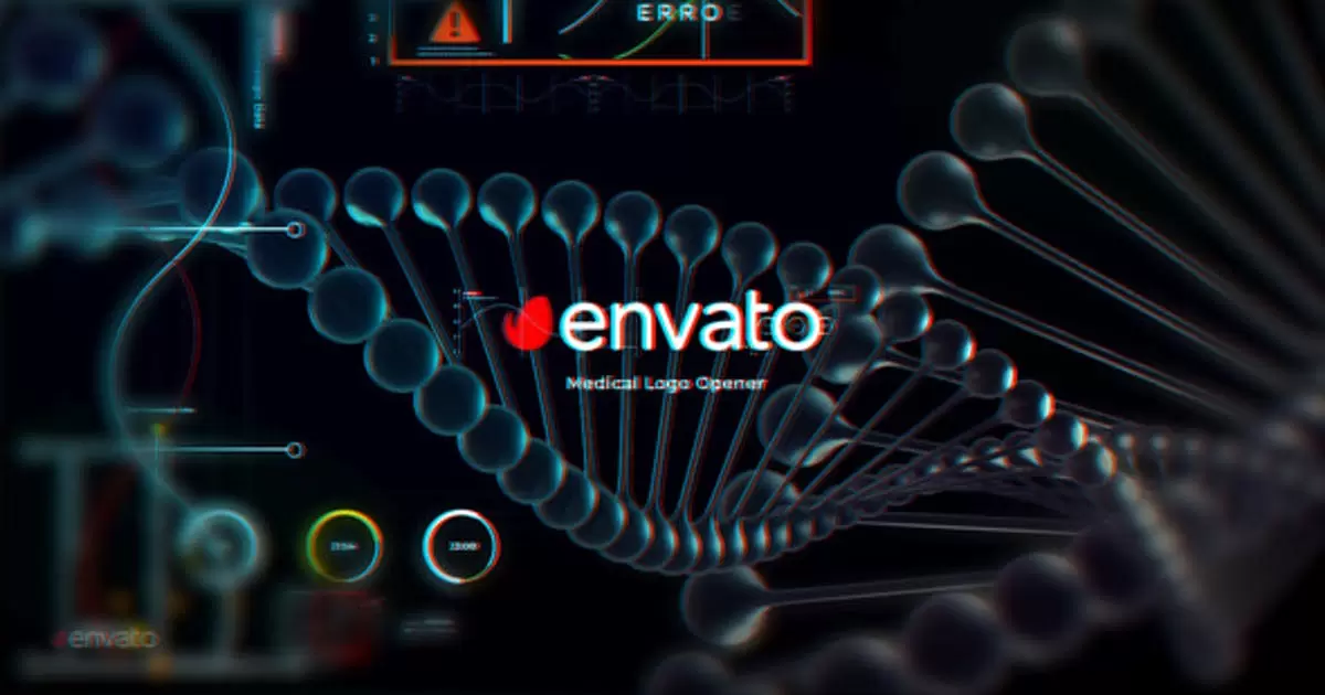 缩略图医疗dna螺旋生物科技背景片头logo标志AE视频模版Medical Logo