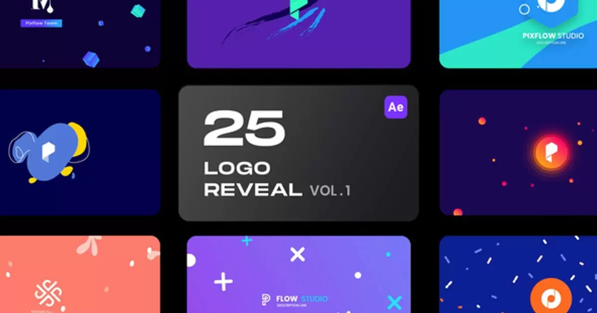 25组动画logo徽标显示包AE视频模版25 Logo Reveal Bundle