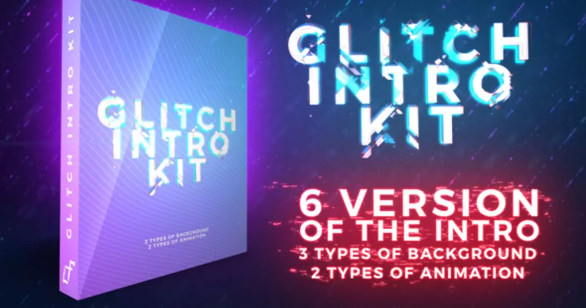缩略图故障信号干扰logo片头介绍套件AE视频模版Glitch Intro Kit
