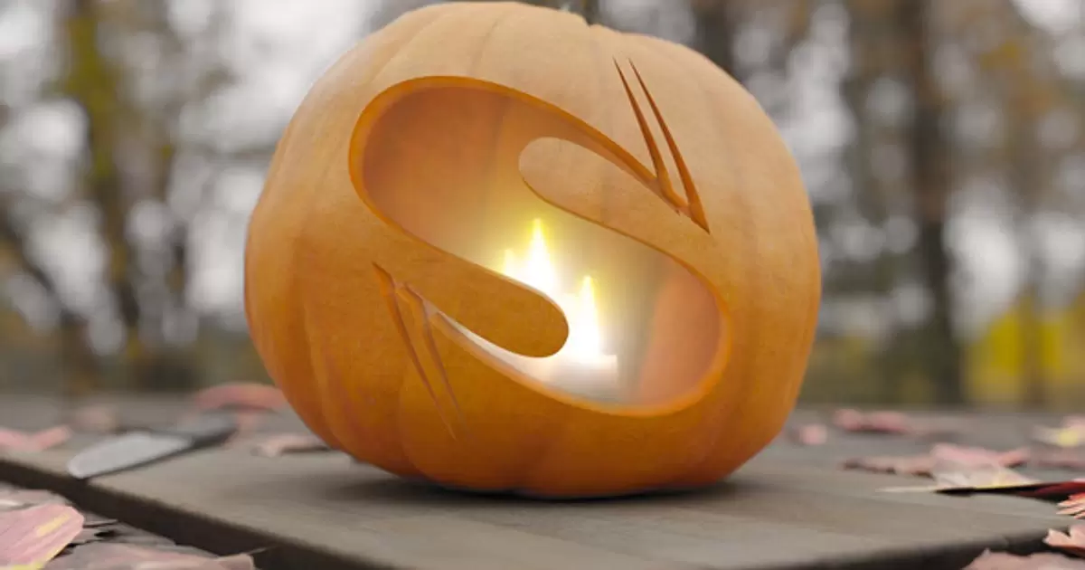 雕刻南瓜灯片头logo动画AE视频模版Carving Pumpkin