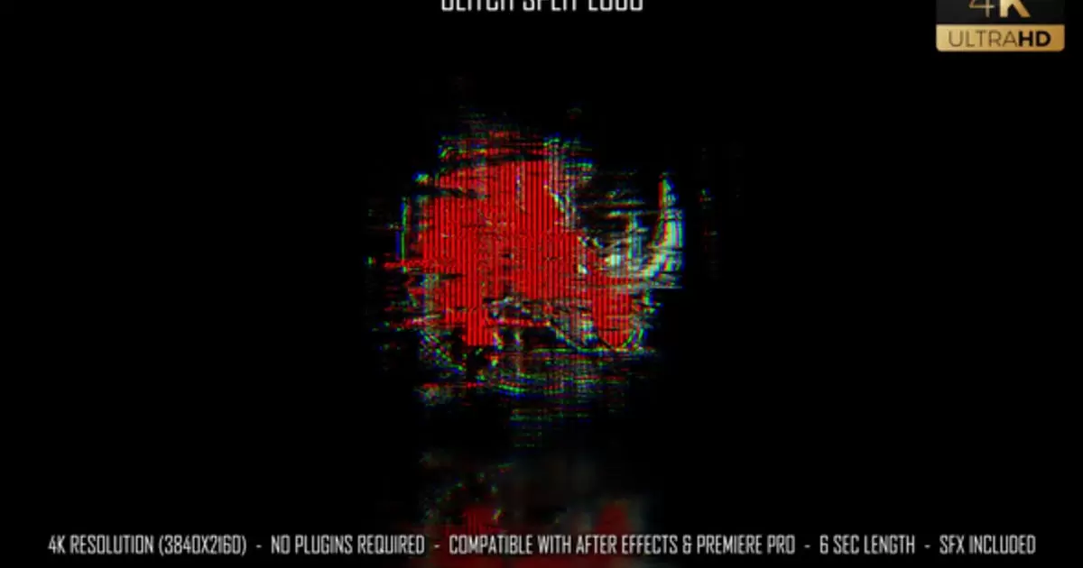 毛刺分裂数字失真logo标志AE视频模版Glitch Split Logo