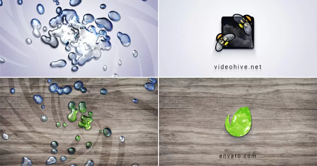 表面水液体汇聚logo标志显露AE模版Clean Water Logo Reveal