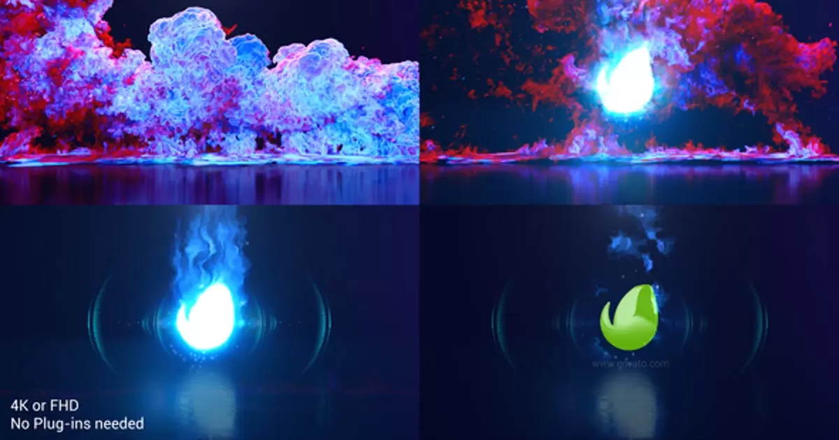 彩色烟雾水墨爆炸logo标志AE模版Color Smoke Explosion Logo