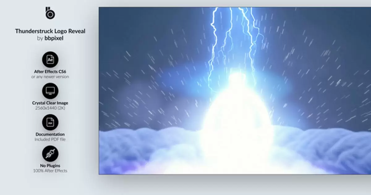 雷击闪电logo标志揭示AE模版Thunderstruck Logo Reveal