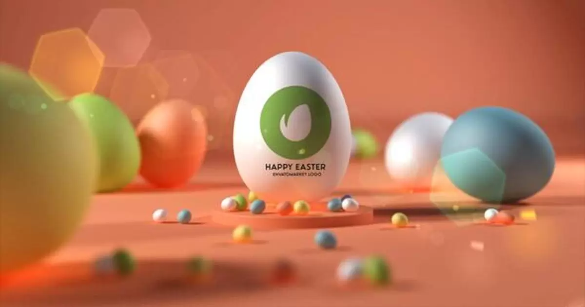 缩略图复活节彩蛋创意快乐片头logo标志AE视频模版Happy Easter