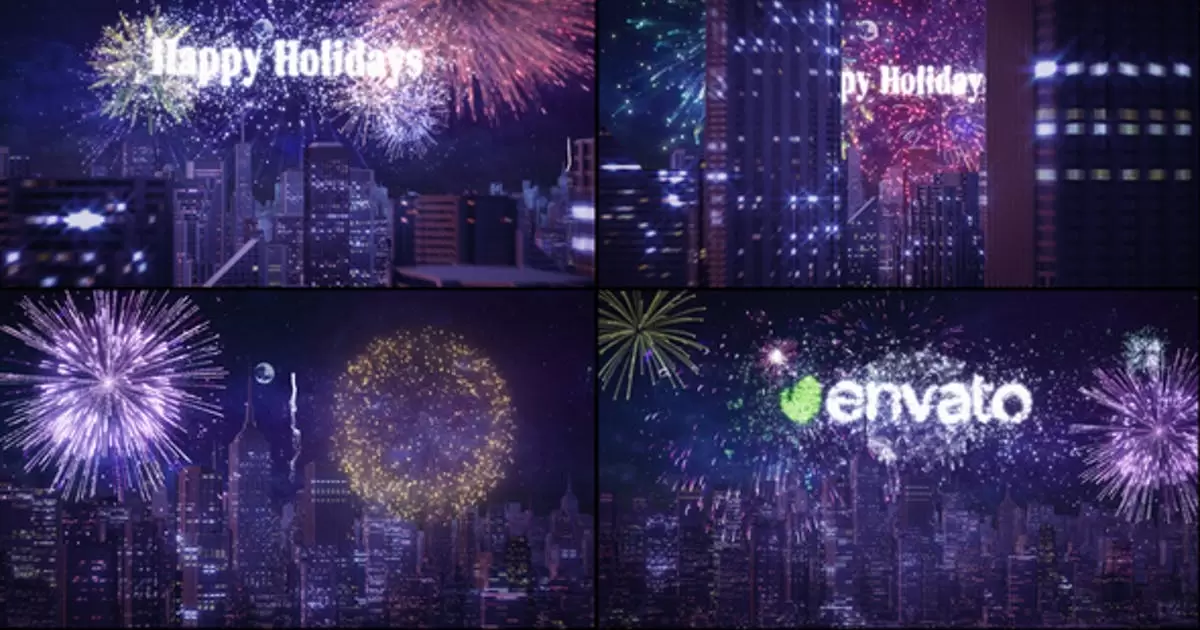 大城市烟花庆祝logo标志AE视频模版Big City Fireworks/Celebrating Logo
