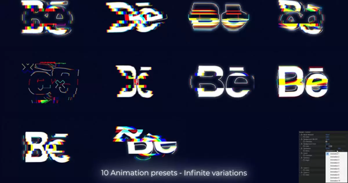 缩略图简单的抽象艺术毛刺抖动标志AE视频模版Minimal Glitch Logo