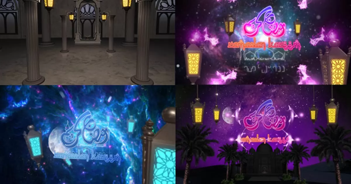 宇宙放大斋月卡里姆神奇魔法logo标志AE视频模版Universe Zoom In Out Ramadan Kareem