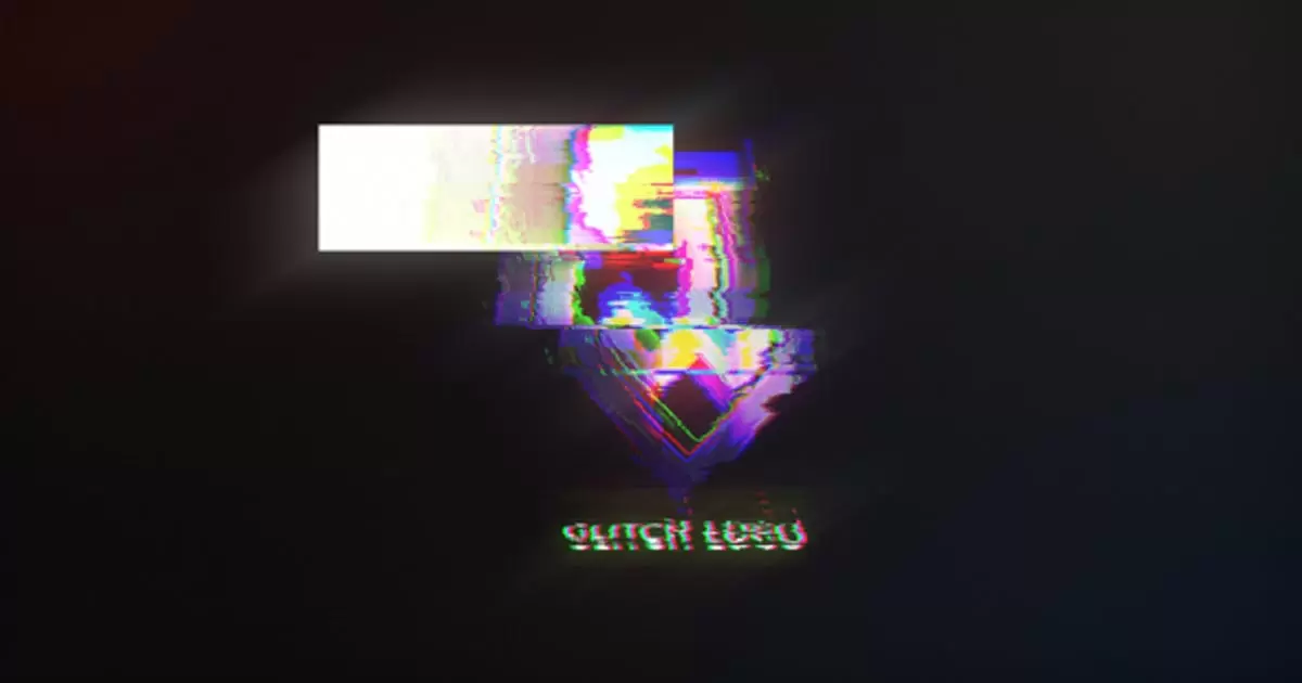 音乐毛刺标志3D版AE视频模版Glitch Logo /3D Edition