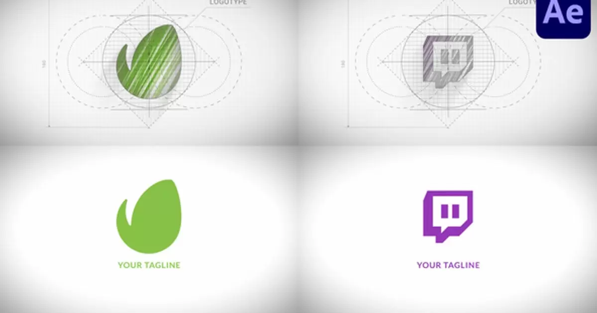 手绘动画特效logo设计师标志AE视频模版Drawing Logo for After Effects