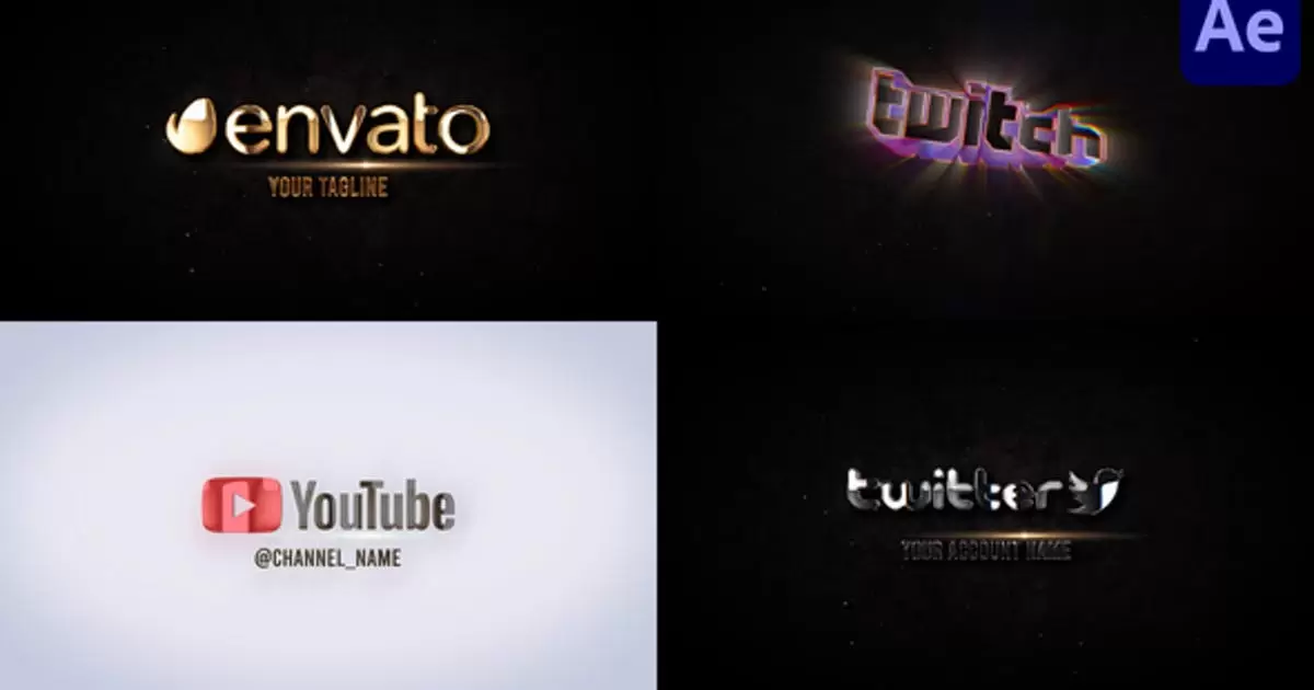 优雅的五颜六色logo标志AE视频模版Elegant Logo for After Effects