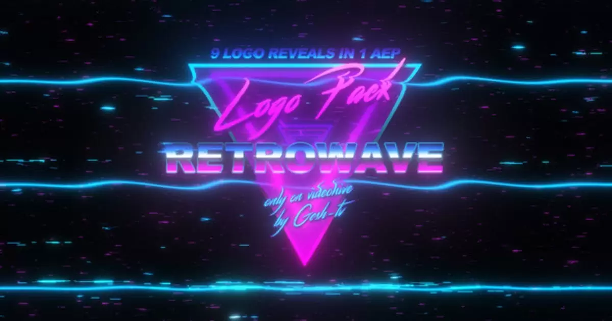 Retrowave赛博朋克紫色logoLOGO标志AE视频模版Retrowave Logo