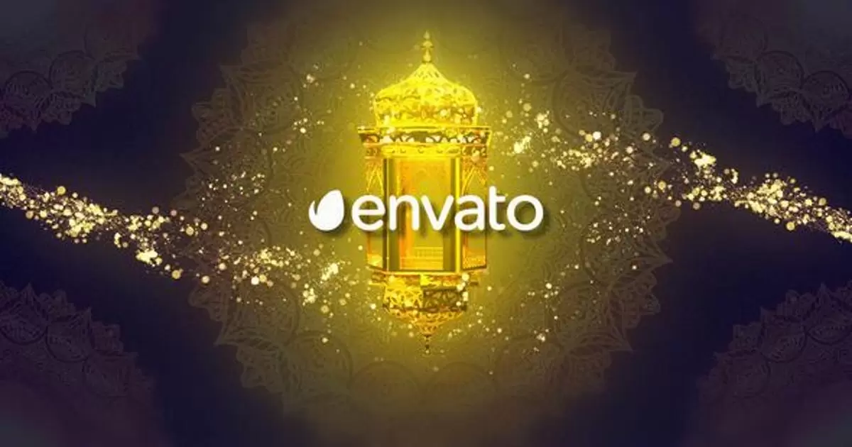 斋月金色粒子logo标志AE视频模版Ramadan Logo