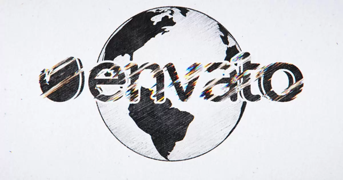 缩略图铅笔手绘地球标志AE视频模版Pencil Earth Logo