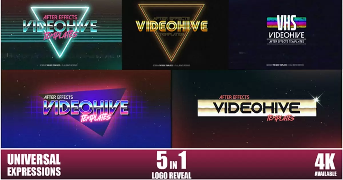 80年代复古logo标志揭示v2AE视频模版80’s Logo Reveal v2