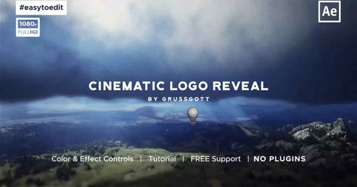 电影大片logoLOGO标志显示AE视频模版Cinematic Logo Reveal