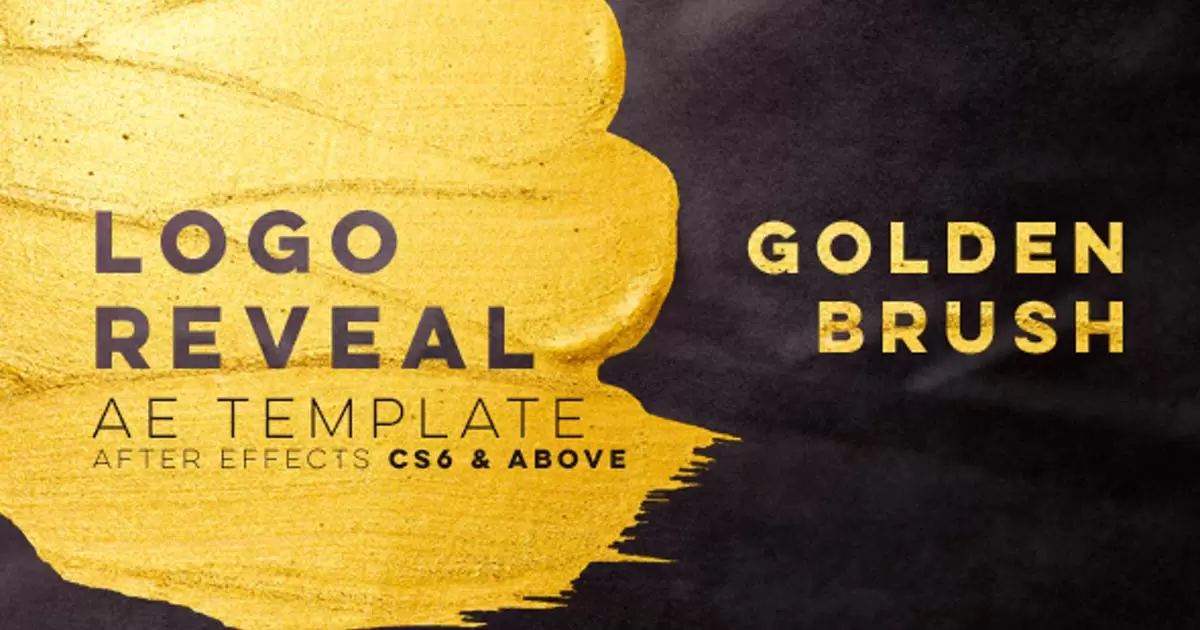 金色刷子笔刷logoLOGO标志显示AE视频模版Golden Brush Logo Reveal