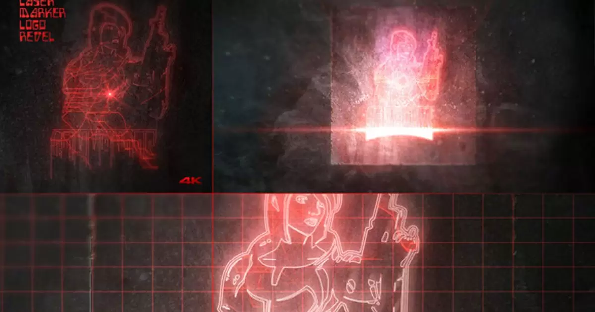 缩略图激光游戏人像logo标记4k标志显示AE视频模版Laser Marker 4K Logo Reveal