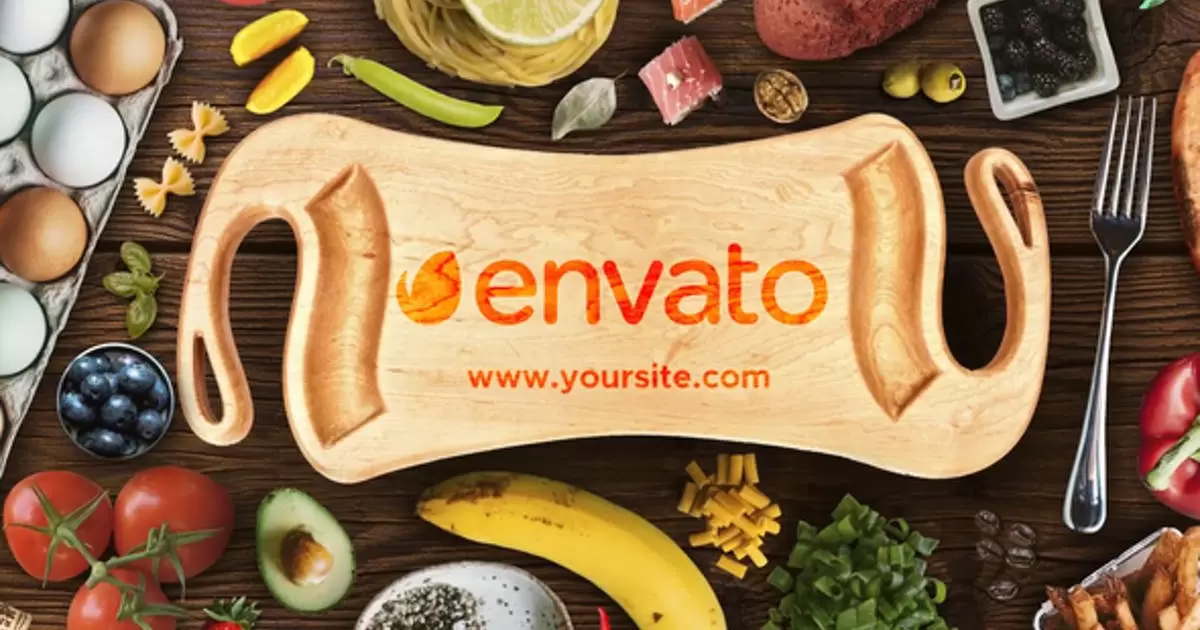 缩略图食品菜板上的logo标志AE视频模版Food Logo
