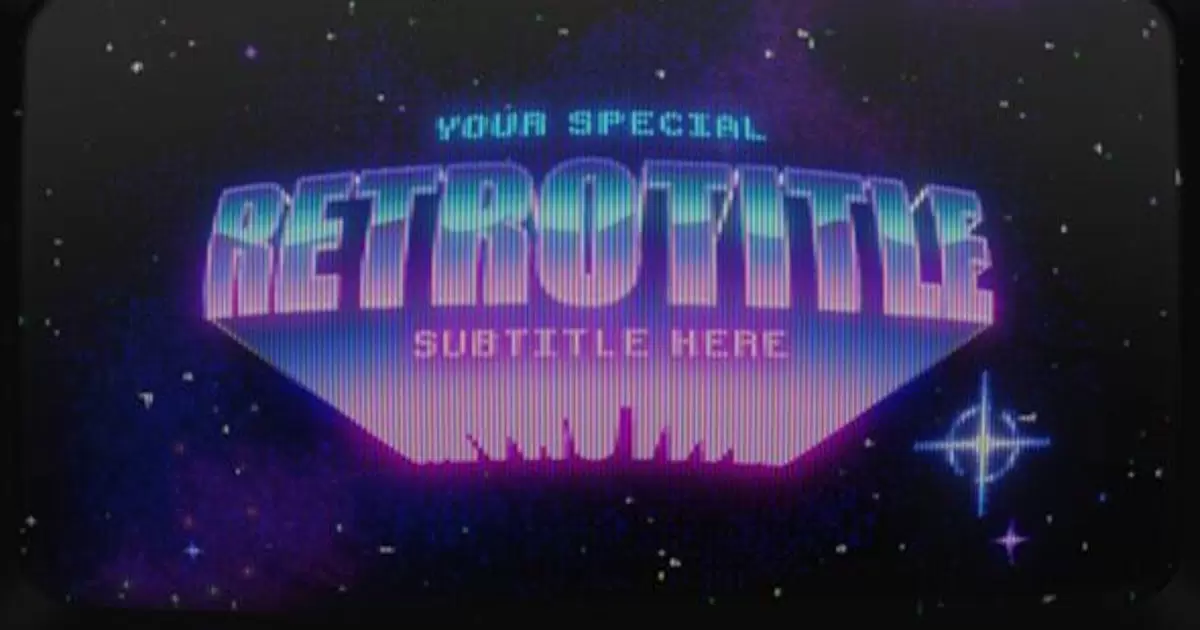 复古80年代dvd片头logo介绍AE视频模版Retrowave Intro