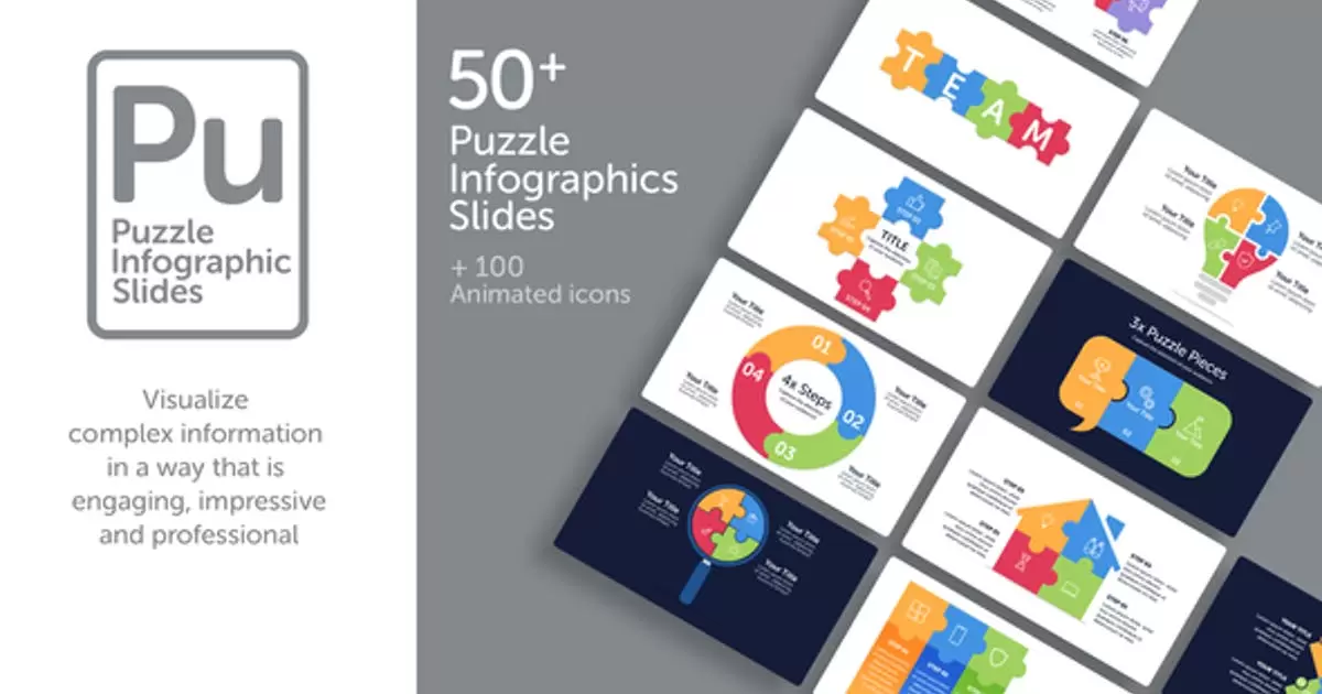 拼图信息图幻灯片AE视频模版Puzzle Infographic Slides