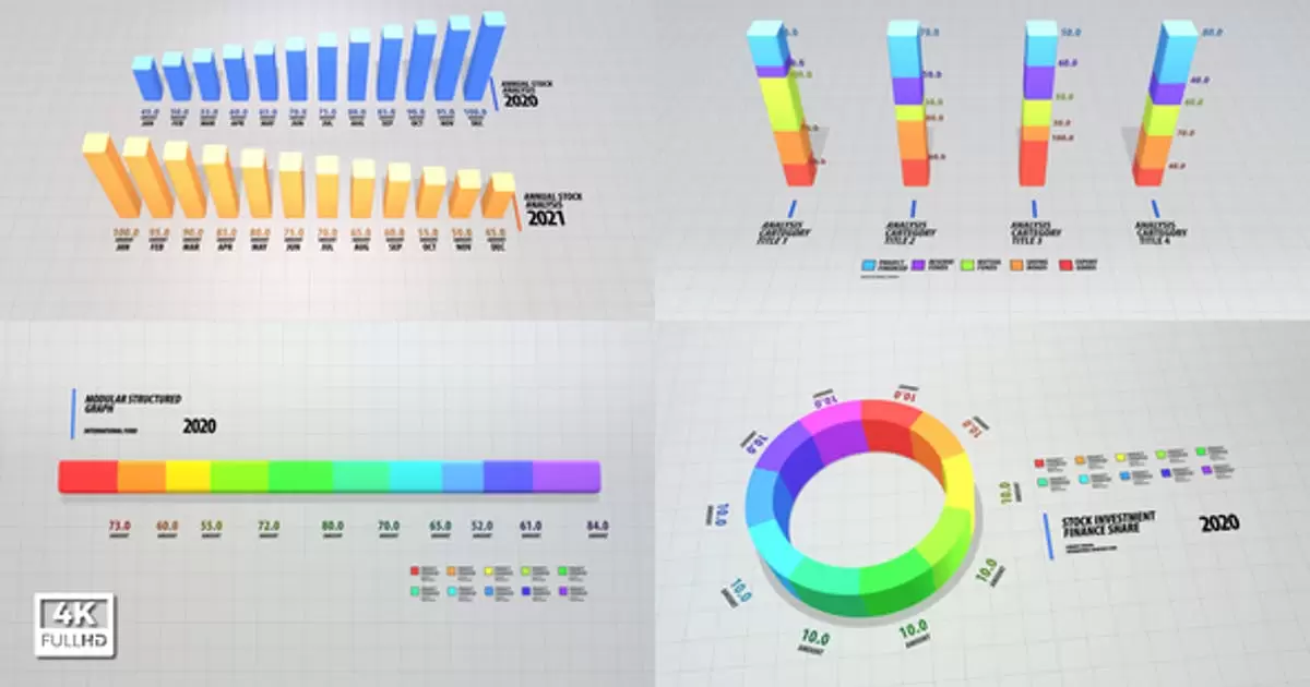 信息图表3D动画图图表AE视频模版Infographics 3D Clean Graph