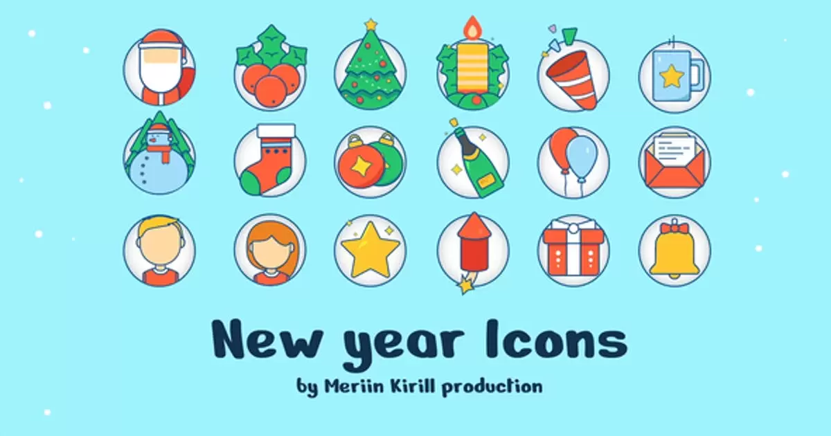 缩略图新年节日圣诞节mg动画图标AE视频模版New Year Icons