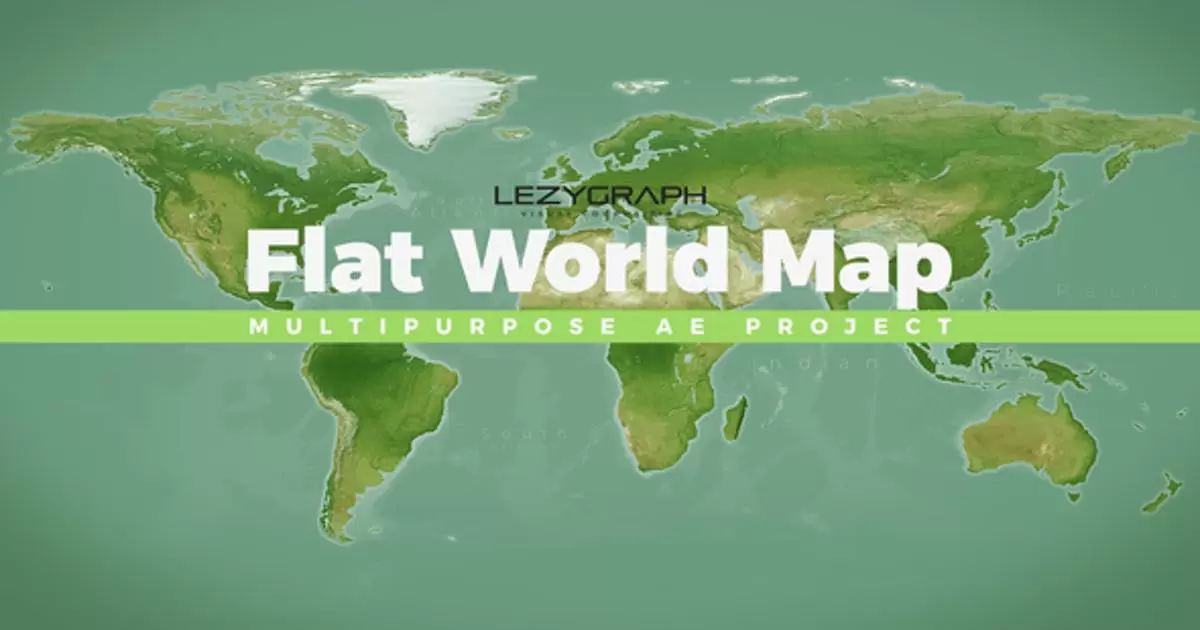 平面世界地图定位动画元素AE视频模版Flat World Map