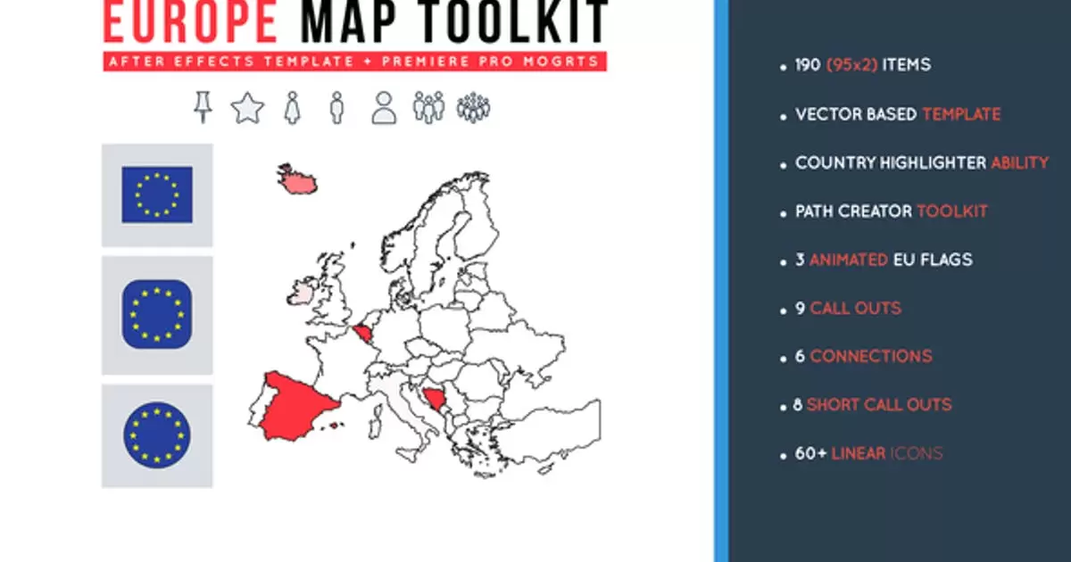 缩略图欧洲地图构件工具包AE视频模版Europe Map Toolkit