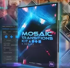 AE脚本-Mosaic Transitions Kit(马赛克过渡) 英文版