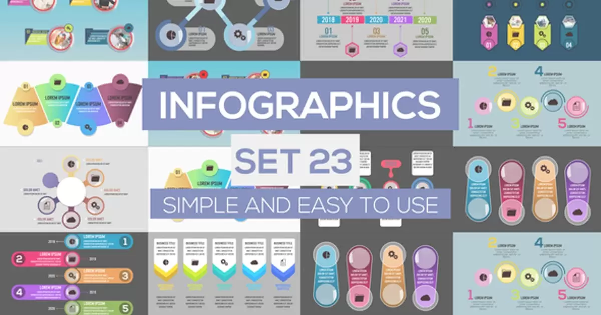 信息图表集数据图23套组合AE视频模版Infographics Set 23